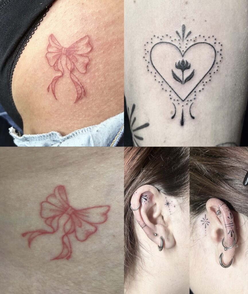 Tatouages fine line, dotwork et ornementaux par Cyclopink